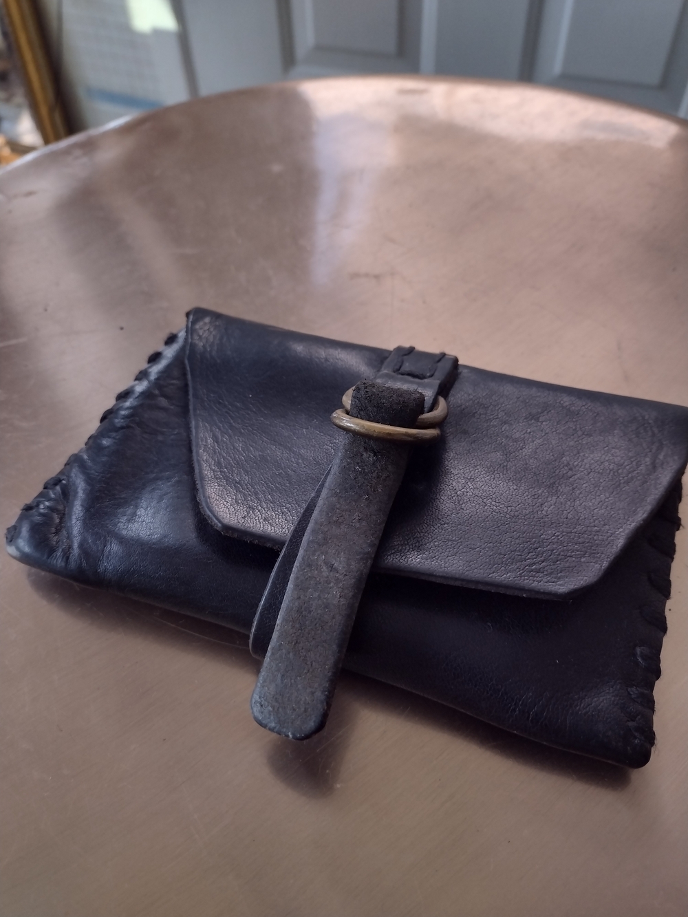 Classic Black Leather Wallet Clutch
